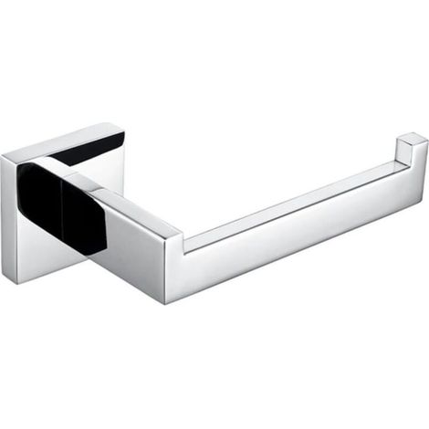 Polished chrome bathroom accessory set, stainless steel toilet roll holder and towel rail (1/4)