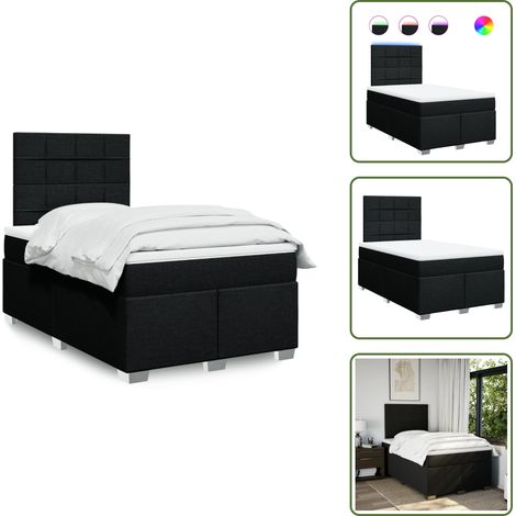 Sommier à lattes de lit avec matelas noir 120x190 cm tissu - Sommier À Lattes De Lit - Sommiers À Lattes De Lit - Lit - Meuble De Chambre À Coucher (1/5)