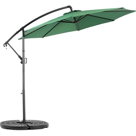 Double parasol rectangulaire extérieur 4,5m, manivelle, vert foncé (pied non inclus)