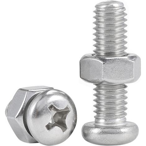 Vis zinguées tête bombée cylindrique cruciforme PZ, Ø4x20mm, lot de 12 avec écrous, fixation bois et métal robuste. (1/3)