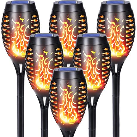 Outdoor Solar Lights - 6 Pieces 12 LED Solar Lights with Realistic Flames, Waterproof Solar Torch Lights for Garden, Patio, Path, and Lawn Decor (1/5)