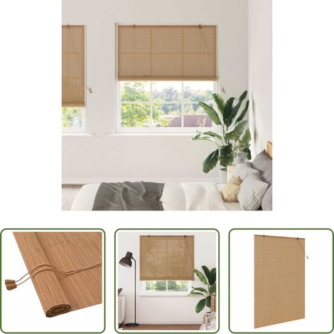 Store en bambou - Store enrouleur avec des rideaux Marron 150 x 220 cm Bambou (1/5)