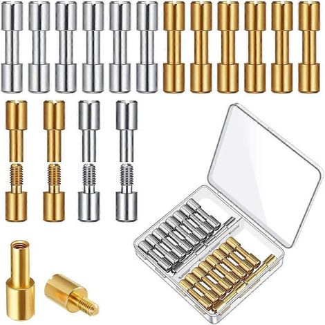 20 jeux de fixations à boulon en laiton et en acier inoxydable pour poignées, diamètre de tête 6 mm (1/5)