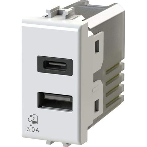 4box usb steckdose mit stecker typ c und typ a 3.0a fÜr bticino matix weiss 4b.am.usb.30 (1/4)