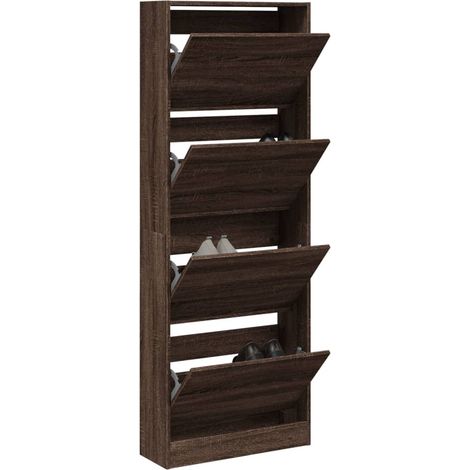 Schuhschrank Braun Eichen-Optik 60x21x163,5 cm Holzwerkstoff