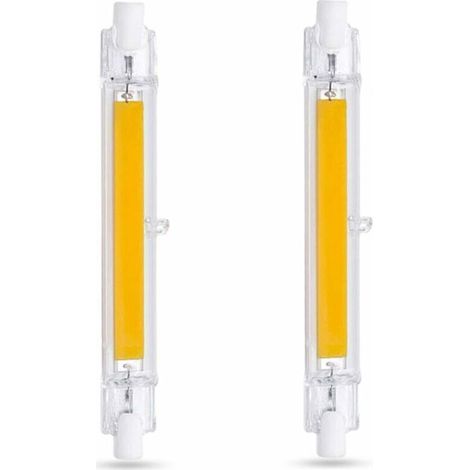 LED R7S 118mm 10W Blanc Chaud 3000K 1000lm R7S J118 Ampoule Halogène Équivalent à 80W 100W Non-Dimmable R7S 118mm Slim COB Ampoule LED pour Applique/Lampe de Sol Lot de 2
