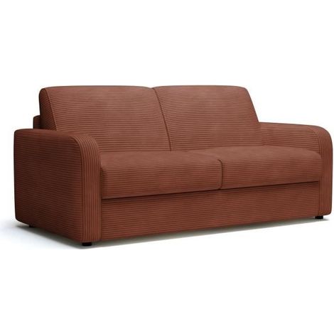 Canapé convertible 3 places terracotta – Dimensions 185x100x87 cm – Couchage 140x190 cm avec mousse 30 kg/m³ – Structure métal robuste – Mondo (1/5)