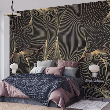 Papier peint panoramique - Rayures ondulées - 130 cm x 81 cm (1/4)