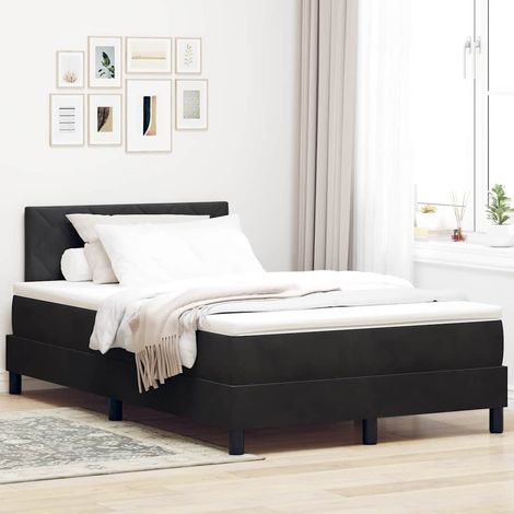 LED Boxspringbett mit Matratze Schwarz 120 x 190 cm Samt