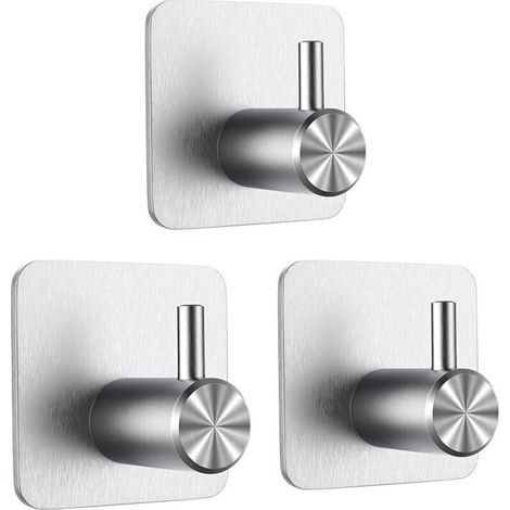 3-teiliges Set 3M-Klebehaken, Wandhaken fürs Badezimmer, kein Bohren erforderlich, Küchenhandtuchhalter aus Edelstahl, Silber