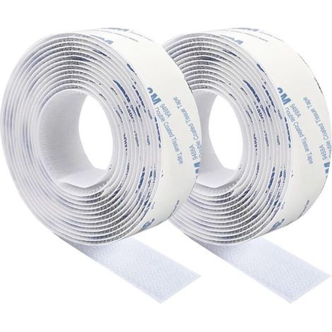 Lntyq Doppelseitiges, kratzfestes Klebeband, starkes, weißes Nylon-Doppelklebeband, rückstandsfrei, 3 m x 2 cm, für Fußmatten, Kissen und Kleidung (1/5)