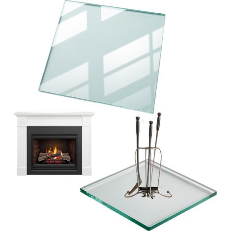 CHIMENEA DE CRISTAL TEMPLADO. DIMENSIONES DE LA BASE: 60x60cm. TRANSPARENTE. (1/5)
