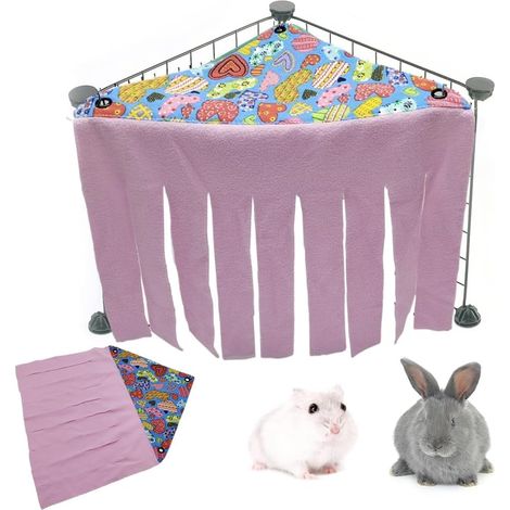 Hamac-tente pour rongeurs JeiibrZui - Gamme Confort Petits Animaux - 32 x 32 x 44 cm - 1 pièce avec crochets - Polaire douce pour la décoration de cage (1/5)