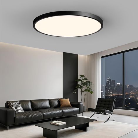 Deckenleuchte LED Schwarz 36W 4000K Deckenleuchten Flach Rund 40CM 3000LM Deckenlampe LED Badezimmer lampe Schwarz Küchenlampe Deckenleuchten für Küche Bad Schlafzimmer Abstellräume Flur