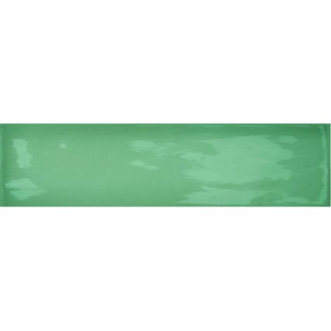 Carrelage mur intérieur Vert menthe brillant 7,5x30 cm Borriana Mint