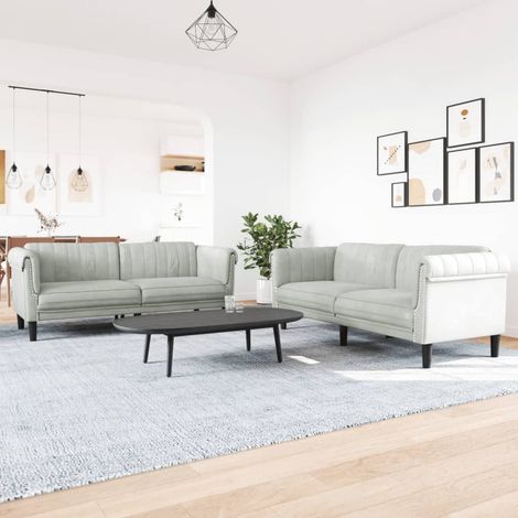 Ensemble de canapés 2 pcs gris clair velours (1/5)