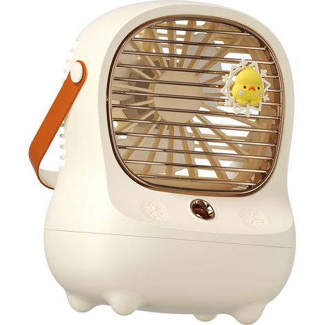 Ventilateur de bureau électrique brumisateur rechargeable USB, portable, blanc, idéal pour la maison et les voyages. (1/5)