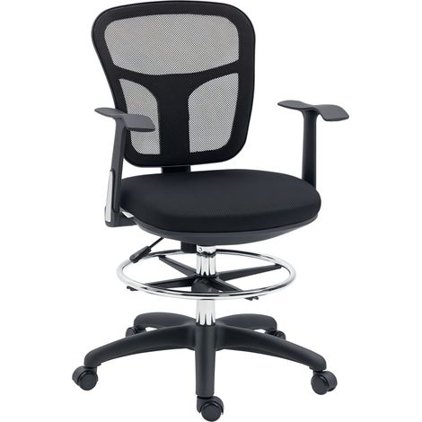 Sedia da scrivania, sedia da ufficio, sedia per computer, con poggiapiedi, regolabile in altezza, 59 x 59 x 115 cm, nera