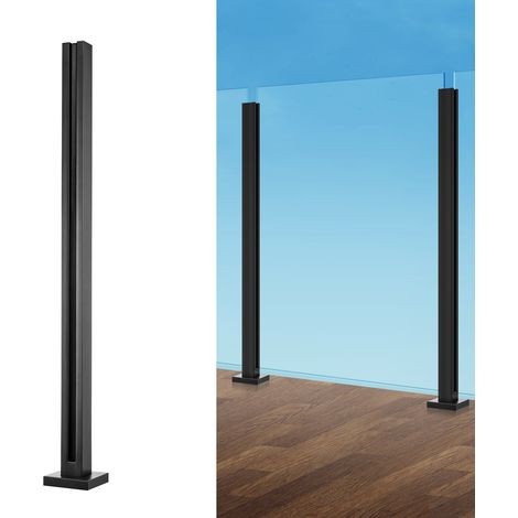 Pinces à verre en acier inoxydable 304, pince de clôture en verre de 950 mm de hauteur, support de garde-corps en verre trempé de 10 mm à 12 mm, pour balcon, jardin, terrasse, escalier, noir (1/5)