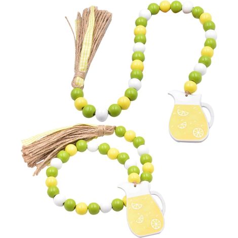 2 Pcs Wooden Bead Garland with Tassels Rustic and Elegant Wall Decoration for Home Kitchen (1/5)