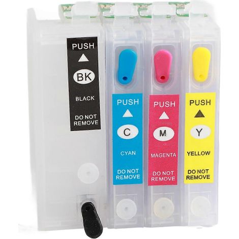 Cartouches d'encre (noire, cyan, magenta, jaune) à puce permanente, cartouches de recharge réutilisables pour imprimantes à jet d'encre
