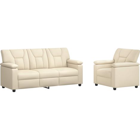 Juego de Sofá 2 pcs Crema Cuero sintético vidaXL