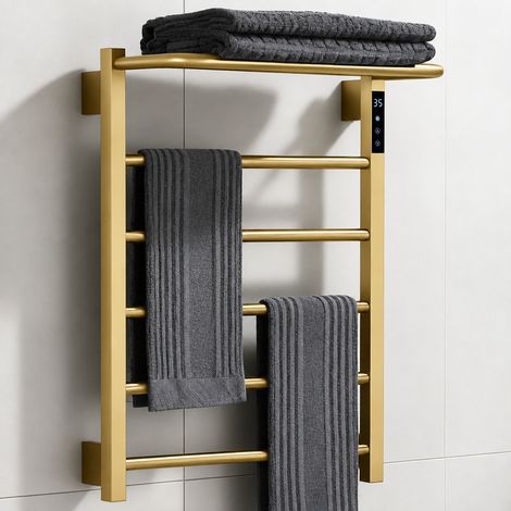 Sèche-Serviettes Électrique Salle de Bain 019 or brossé, poids brut 3,8 kg, emballage 63 × 53 × 10 cm – Livraison gratuite