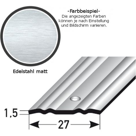 Übergangsprofil "Stavoren" / Übergangsschiene, 27 mm, Typ: 439 (Edelstahl matt mit profilierter Riffelung)-1000-gebohrt (1/2)