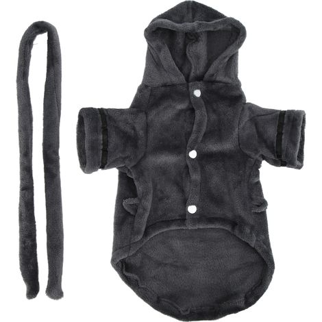 Peignoir pour animaux de compagnie, doux et absorbant, avec capuche et ceinture pour chiots et chats (1/5)