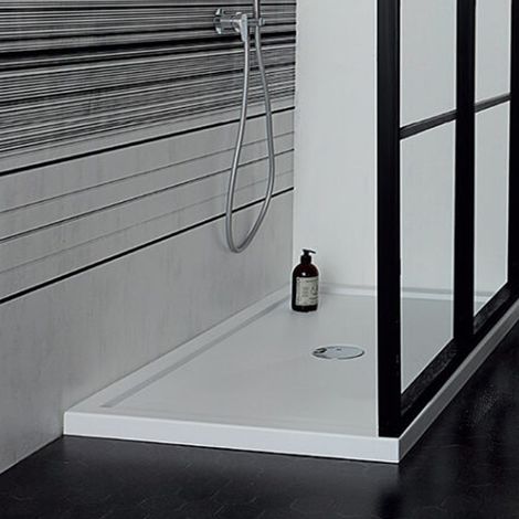 Piatto Doccia 70x120xh5 cm - Rettangolare - Acrilico Bianco Effetto Velvet - Con Bordo (1/2)