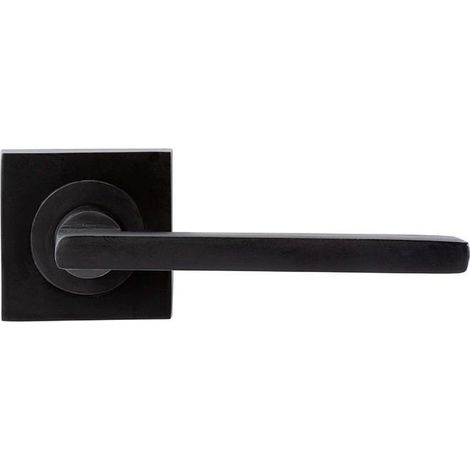 manivela con roseta cuadrada de 50x50 mm, de aluminio, modelo rental y acabado negro mate