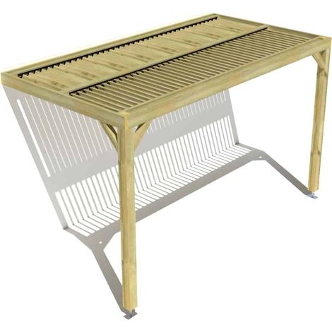 Pergola bois • 4m x 2m • adossée • sens largeur • lames orientables bioclimatiques incluses • livraison comprise (1/3)