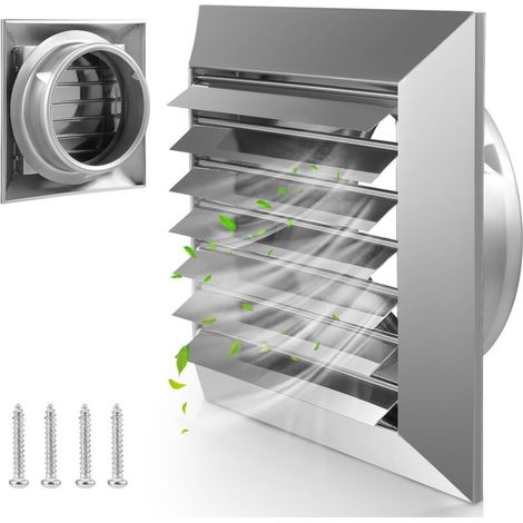 120-mm-Lüftungsgitter mit Insektenschutzgitter, Rückschlagventil aus Edelstahl 304, wetterfest, 120 mm für Lüftungskanäle