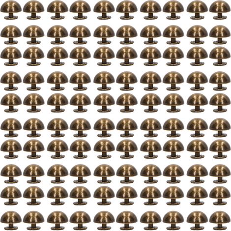 Lot de 100 rivets champignon tête ronde 10mm électroplaqués semi-circulaire alliage pour vêtements punk chaussures bronze (1/5)