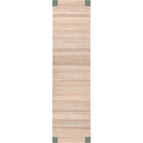 Alfombra rectangular de yute 80 x 300 cm estilo rústico salón dormitorio beige/verde Amravati
