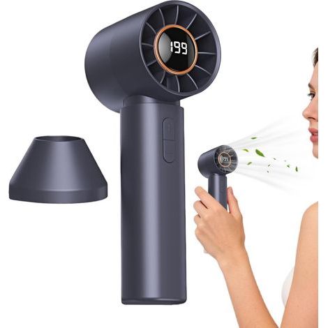 Tragbarer Ventilator mit 6 Geschwindigkeitsstufen, Digitalanzeige und wiederaufladbarem Akku – ideal für Strand, Picknick, Outdoor-Aktivitäten wie Laufen, Radfahren, Angeln, Camping, Wandern, Trekking (1/5)
