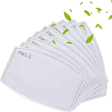 Confezione da 100 filtri a carbone attivo PM 2.5 per adulti, filtro facciale antiappannamento sostituibile. (1/5)