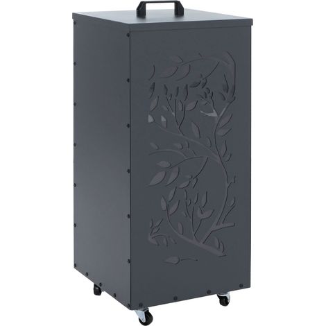 [NEUWERTIG] Pelletbehälter HHG-257 Ranken, Pelletbox Aufbewahrungsbox für z.B. Tierfutter, Rollen Füße 86x37x37cm anthrazit (1/5)