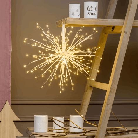 Tiglio bianca, con microled bianco caldo per decorazioni natalizie -Ø 45 m (1/4)