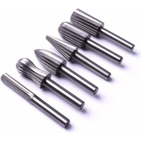 6 pièces 6mm 1/4 jeu de limes à fraises rotatives en acier pour métal plastique bois pierre meulage ébavurage (1/4)