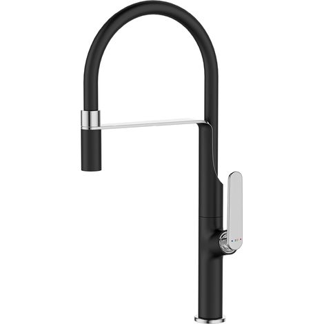 Essebagno Mitigeur évier à douchette Hideno noir et chrome