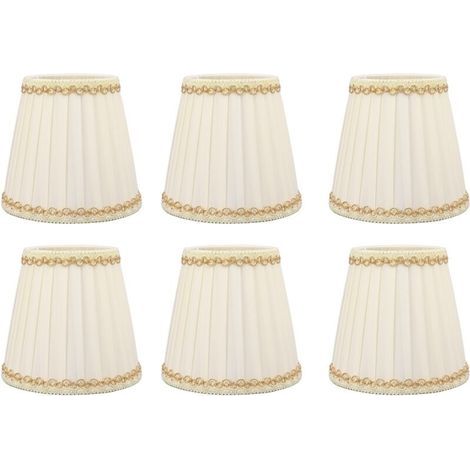 Lot de 6 petits abat-jours en tissu – Installation à clipser – Dimensions 9x14x13cm – Pour ampoules E14 – Style moderne pour bureau et salon (1/5)