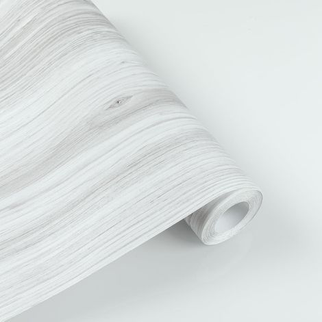 Carreaux de sol autocollants en vinyle, Revêtement vinyle avec effet bois Carreaux de sol autocollant en vinyle-Effet bois-Imperméable-Pour salle de bain et cuisine-Blanc-30 x 300 cm-1 pièce(0,9 m²) (1/5)