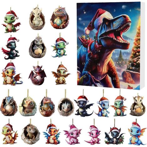 Adventskalender-Hängeornamente Drachenbaby-Countdown-Kalender Acryl-Anhänger für Kindergeschenk H