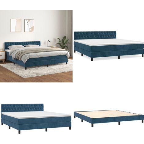 Boxspringbett mit Matratze Dunkelblau 180x200 cm Samt - Boxspringbett - Samtbett - Doppelbett - Dunkle Farbe - Liegekomfort - Home & Living (1/5)