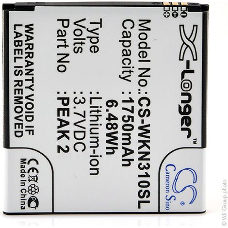 NX - Batterie téléphone, smartphone, GSM pour Wiko 3.7V 1750mAh - PEAK 2CINK PEAX 2 (1/3)