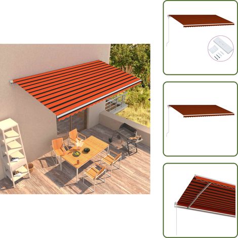 The Living Store Auvent rétractable automatique 600x300 cm Orange et marron - Parasol automatique (1/5)