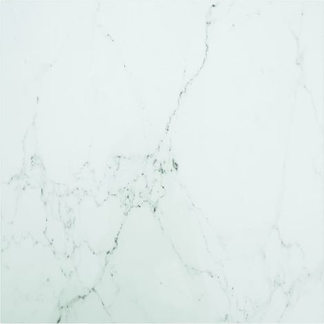 Plateau De Table Dessus de table Blanc 80x80cm 6mm Verre trempé et design marbre 51312 (1/5)