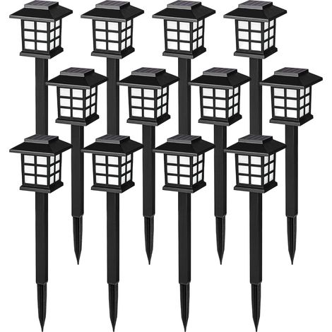 Juego de 12 luces solares impermeables para uso exterior, aptas para caminos, entradas de vehículos y senderos (blanco cálido).