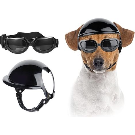 Filiyano-Casque et lunettes pour chien, taille S-M, chapeau sportif pour animal de compagnie avec protection UV, lunettes de protection anti-neige (1/4)